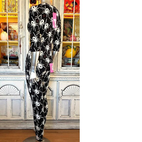 Betsey Johnson LTD Black Widow Spider Dress Top Leggings Pants Set Size S Y2K - Picture 4 of 16
